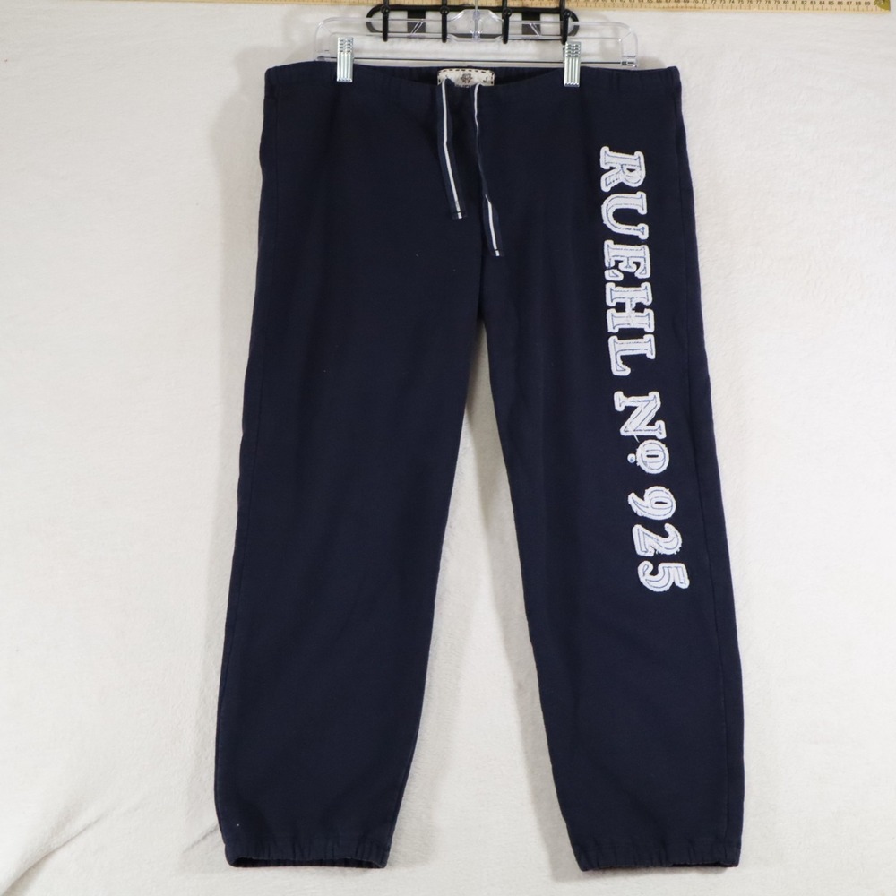 Ruehl No.925 Womens M Navy Sweatpants Embroidered Logo Y2K Discontinued Brand